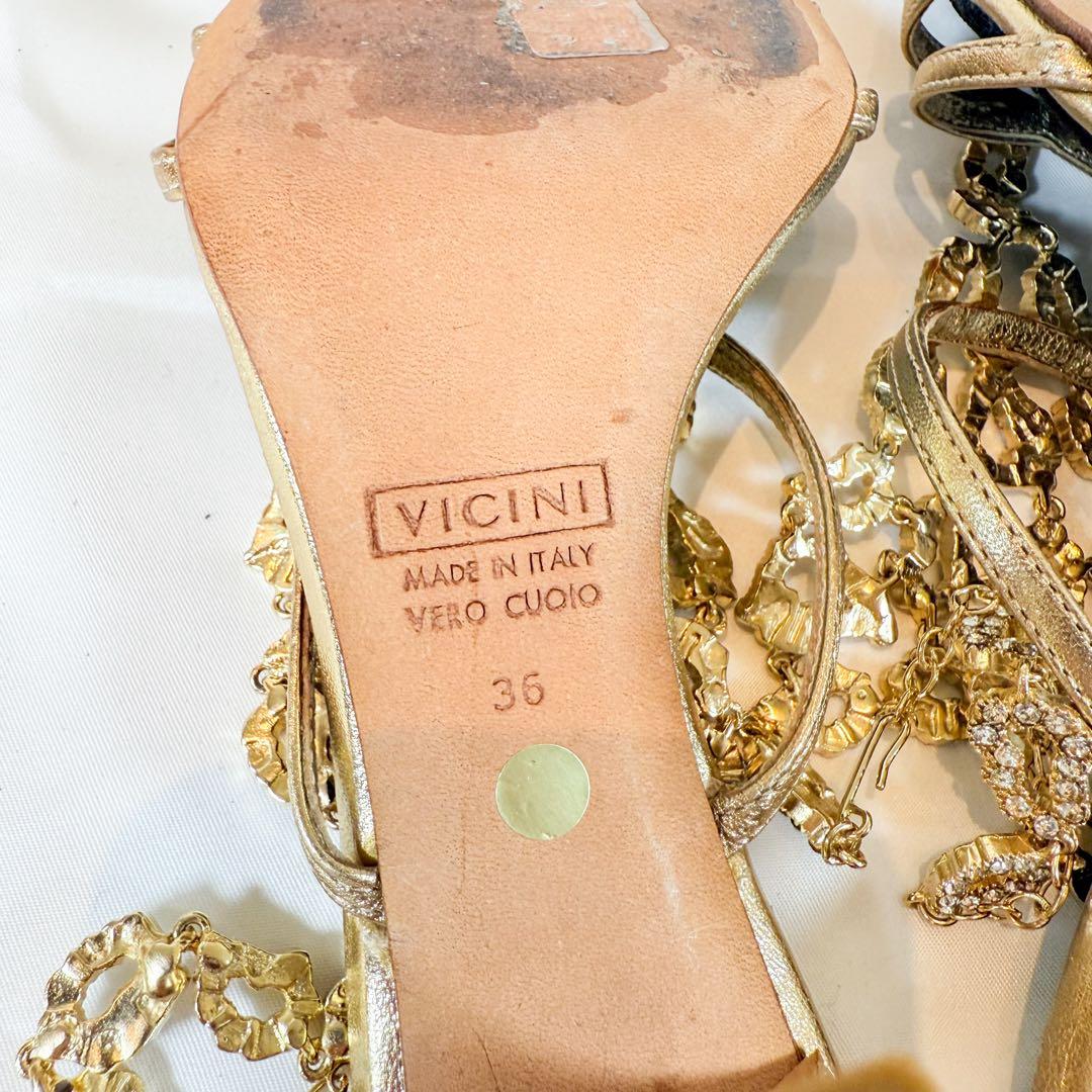 ジゼッペザノッティ VICINI ビジューサンダル 36 ゴールド