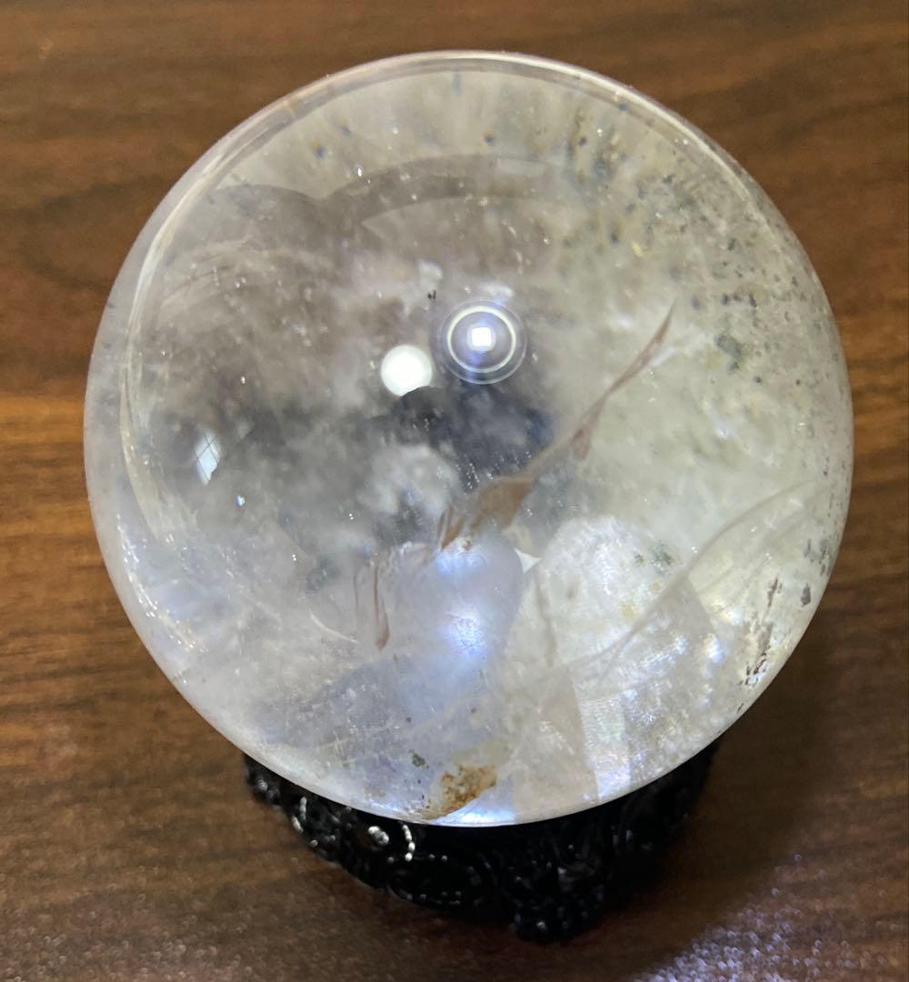 クォーツインクォーツ　スフィア　ホワイトグリーンガーデン共生　約56mm