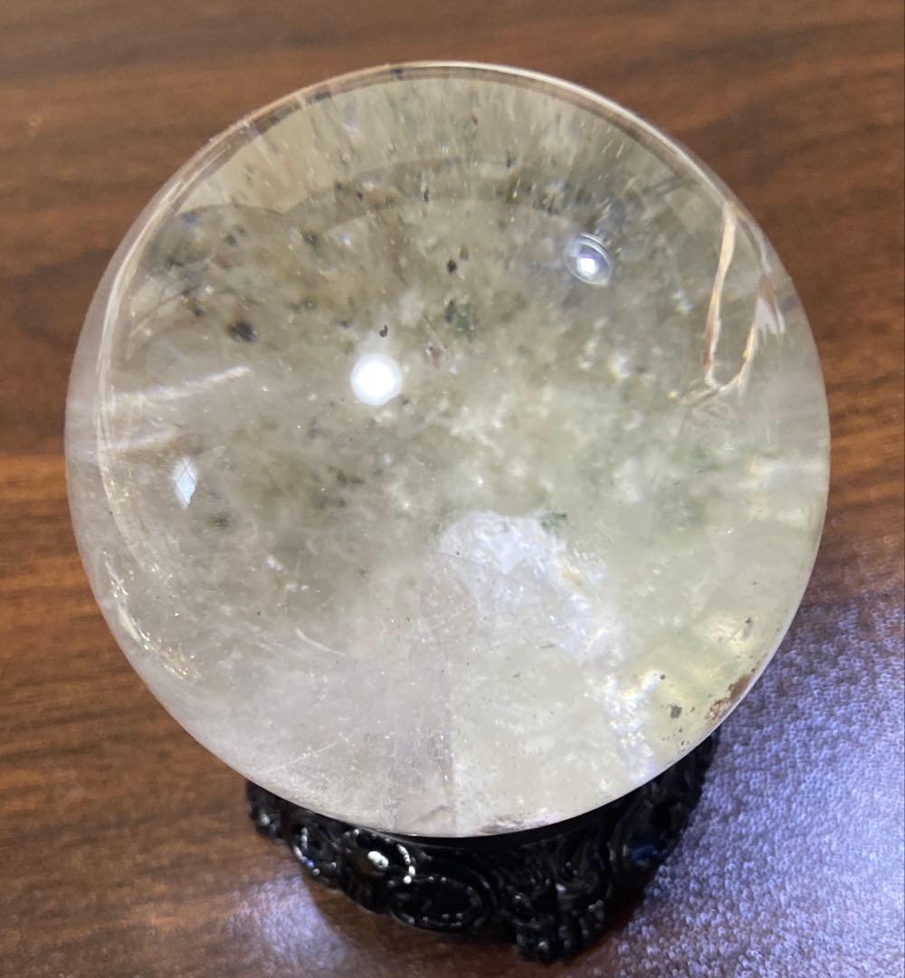 クォーツインクォーツ　スフィア　ホワイトグリーンガーデン共生　約56mm