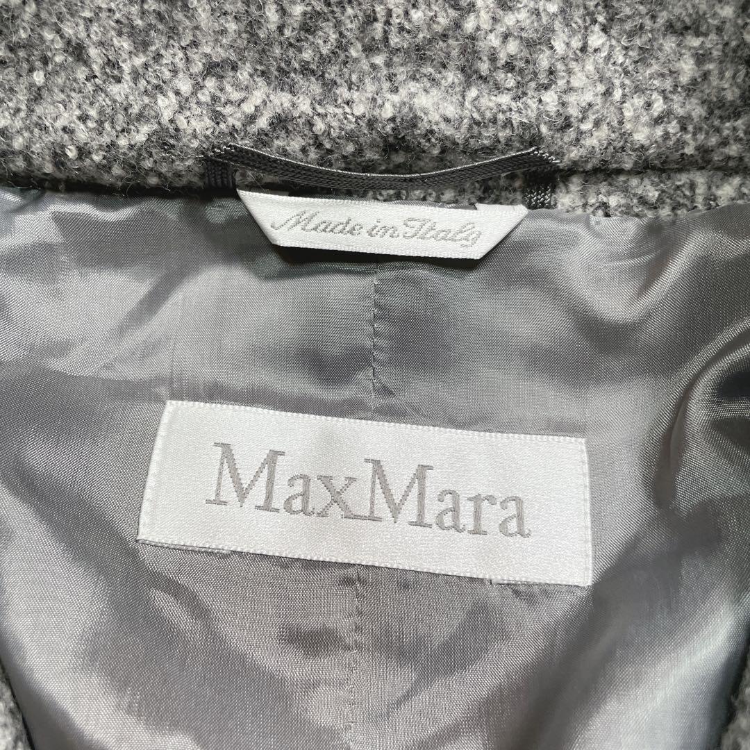 マックスマーラ　白タグ　ショートコート　ベルト　アルパカ　シルク混　グレー　M