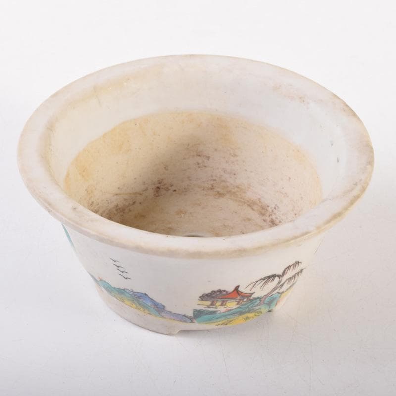 中国　粉彩　山水人物文　鉢　N　7205