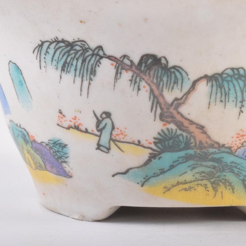 中国　粉彩　山水人物文　鉢　N　7205