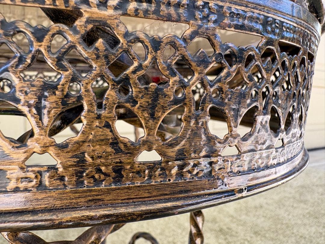 薔薇装飾 アイアン×ガラス サイドテーブル ルネッサンス風