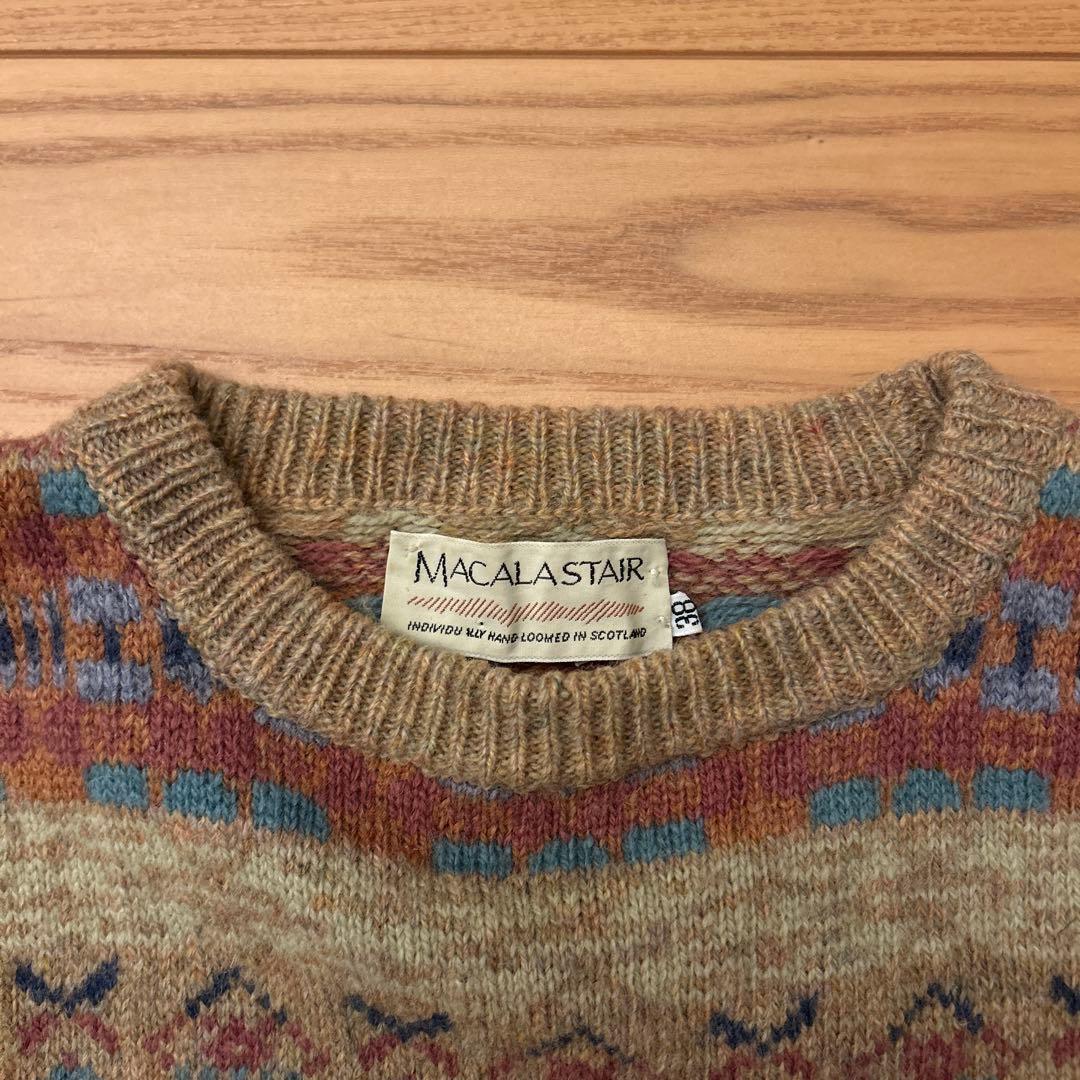 【MACALA STAIR】スコットランド製　ウール100%柄ニット