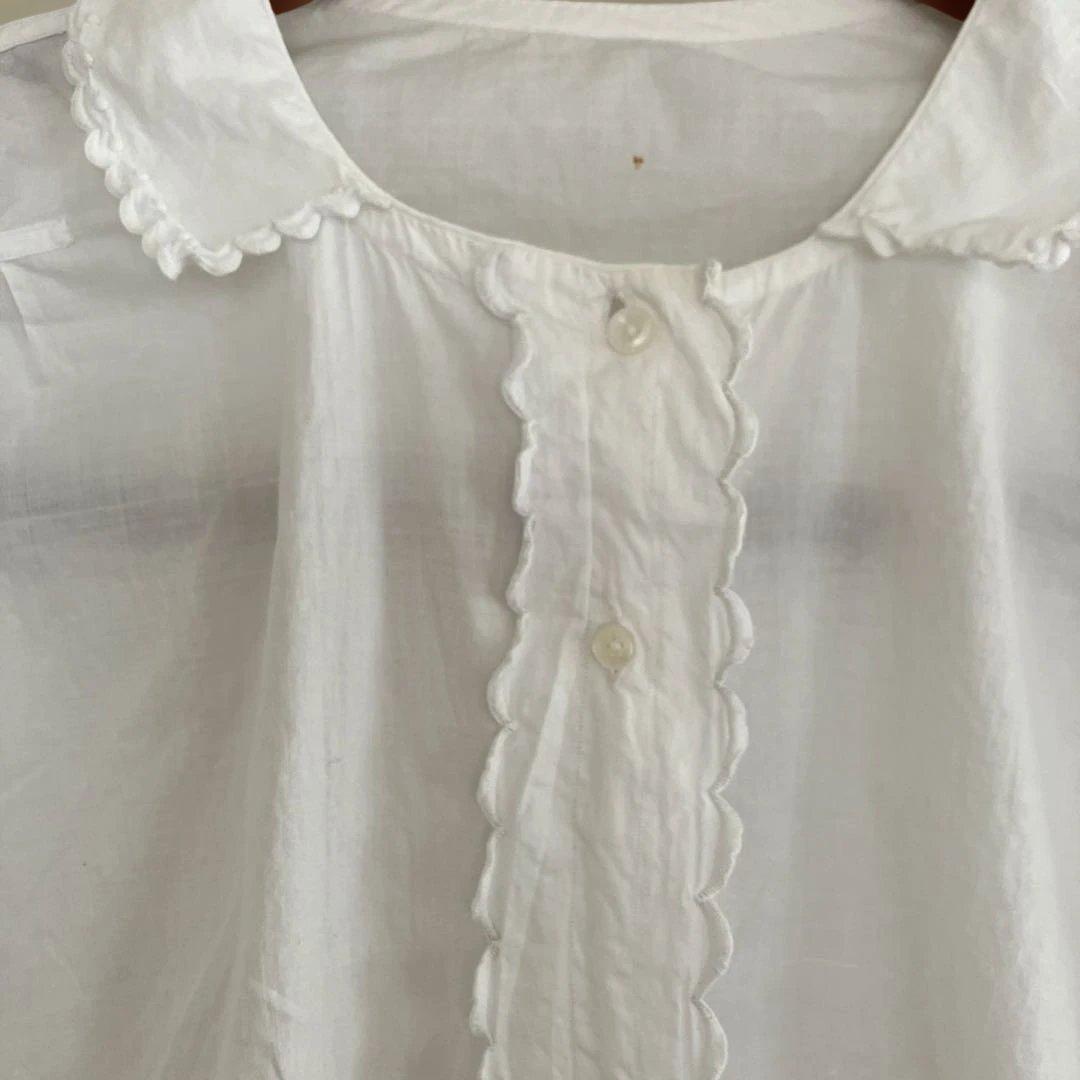 france antique blouse scallop手刺繍