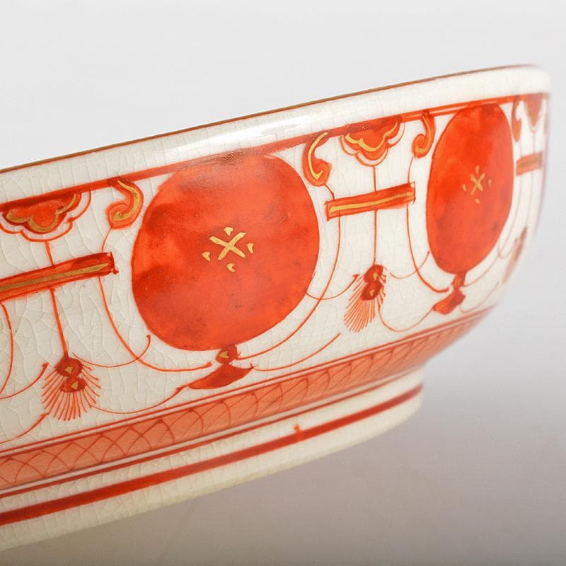 eyeknow74 　八郎手赤絵金彩　雲龍牡丹文　皿　三客　D　R6039