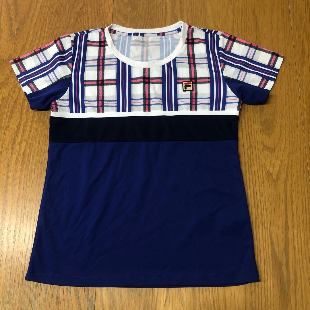 FILA ブルーのチェック柄 TシャツLサイズ　スコートMサイズセット