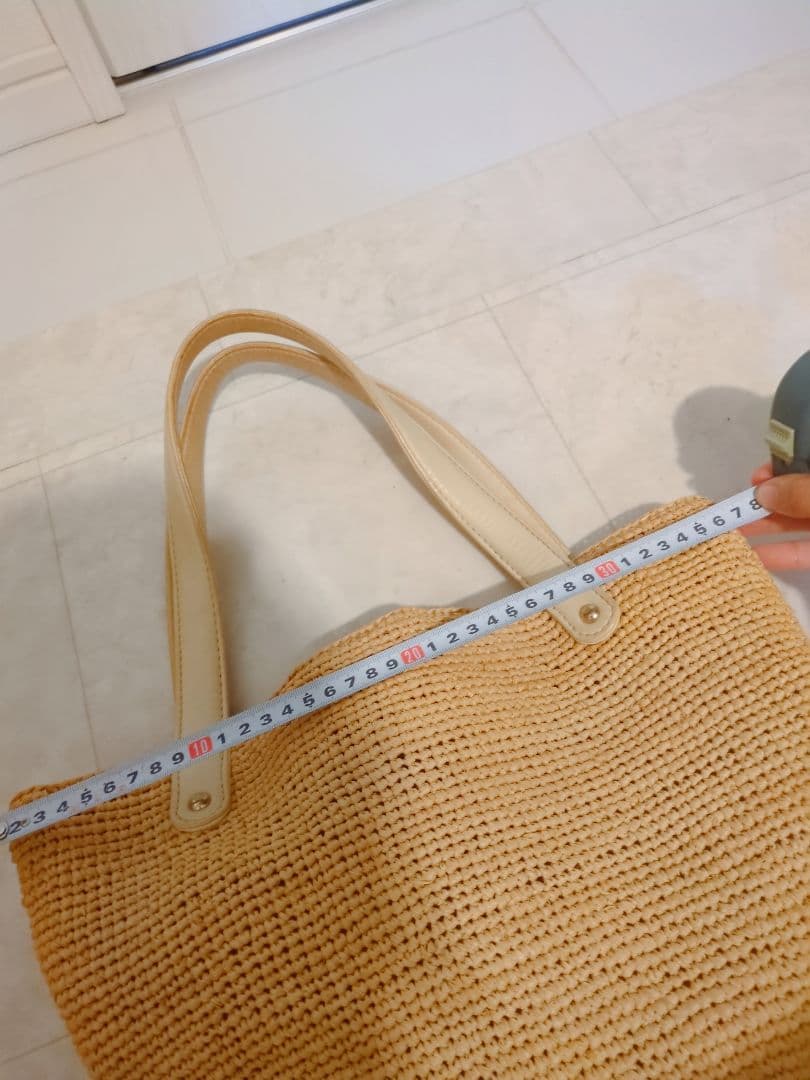 ヘレンカミンスキー ラフィア レザーハンドルトートバッグ