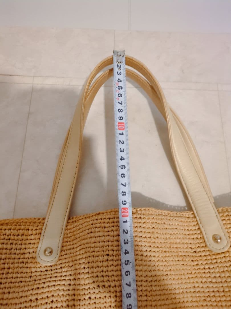 ヘレンカミンスキー ラフィア レザーハンドルトートバッグ