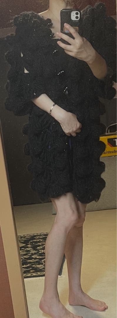 シャネルCHANEL08A宝石ボタン美品カメリアニットコート