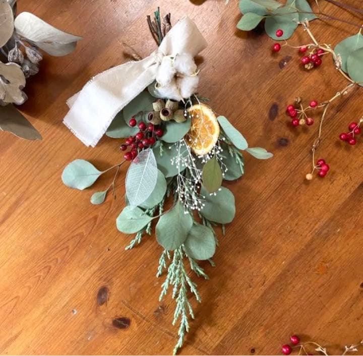 2wey しめ縄リース　しめ飾り　お正月飾り　玄関飾り　ドライフラワー　スワッグ