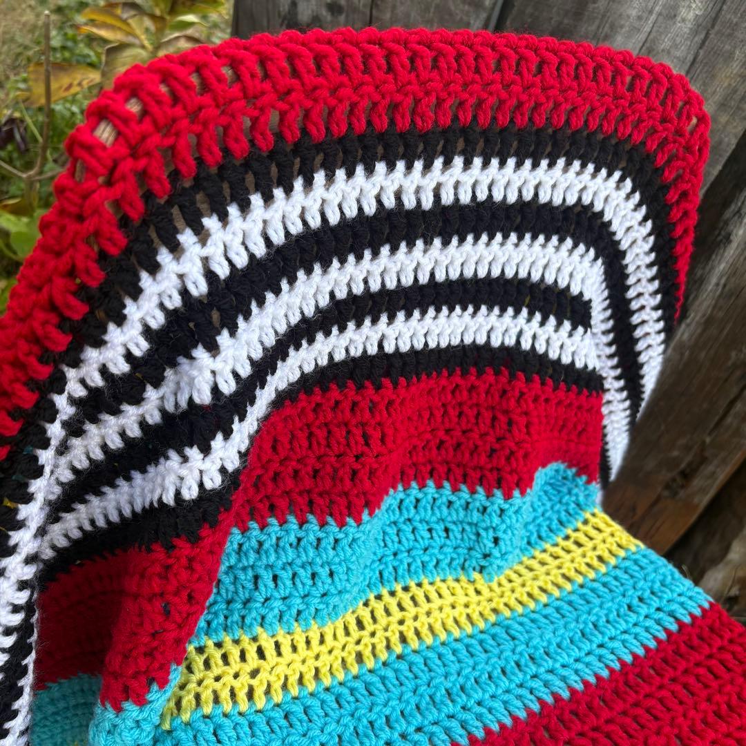 【USA vintage】グラニーブランケット ボーダー ラグ キャンプ