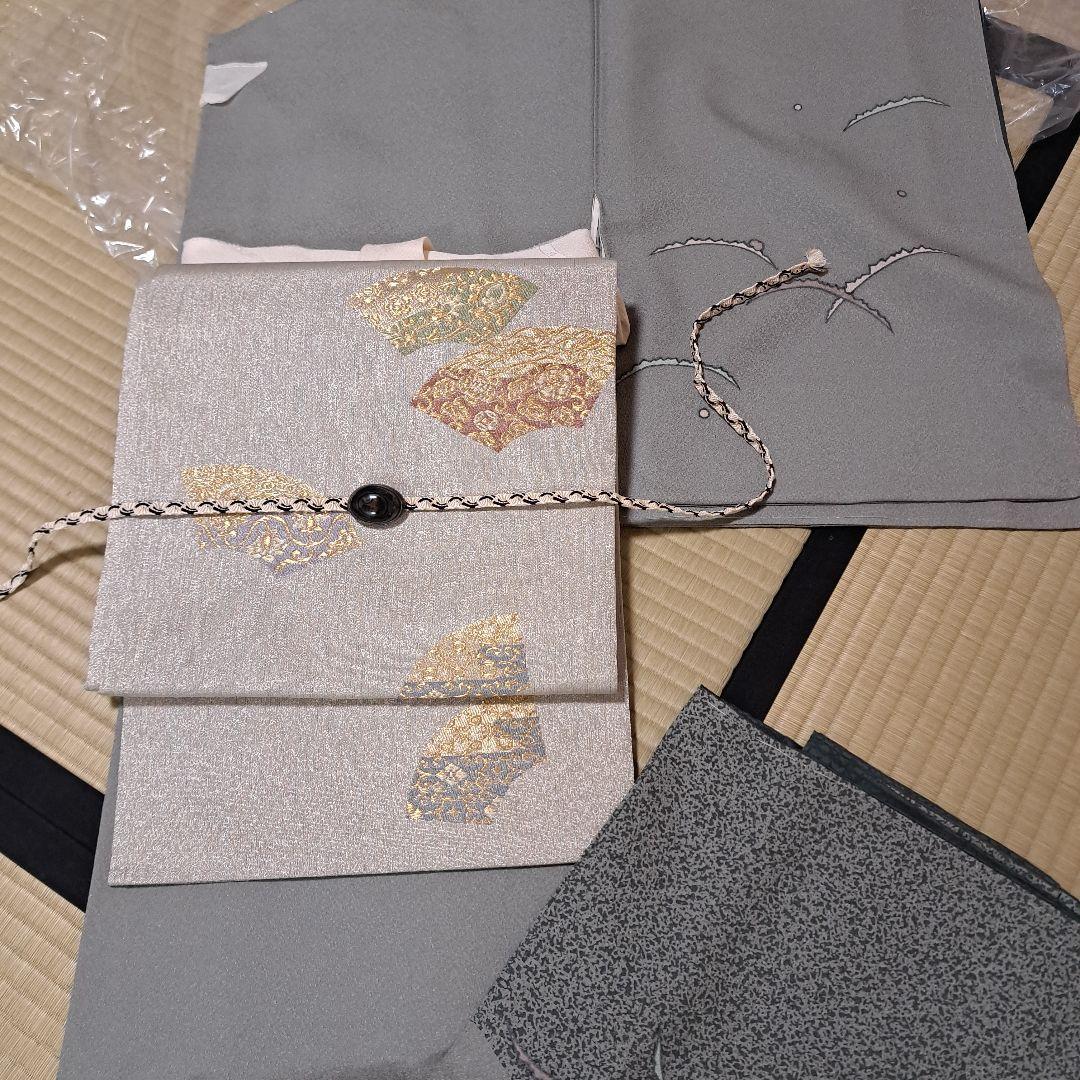 さくまる　染めちりめん名古屋帯　茶道杓立て　袋帯　帯締め+帯留