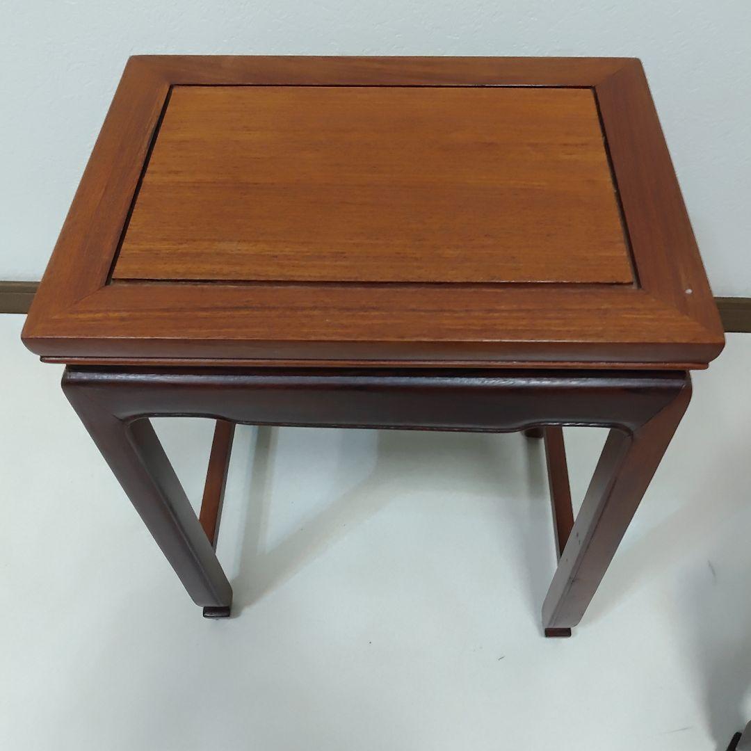 中国家具 唐木 ネストテーブル 2段 花梨 2連 天然木 送料無料