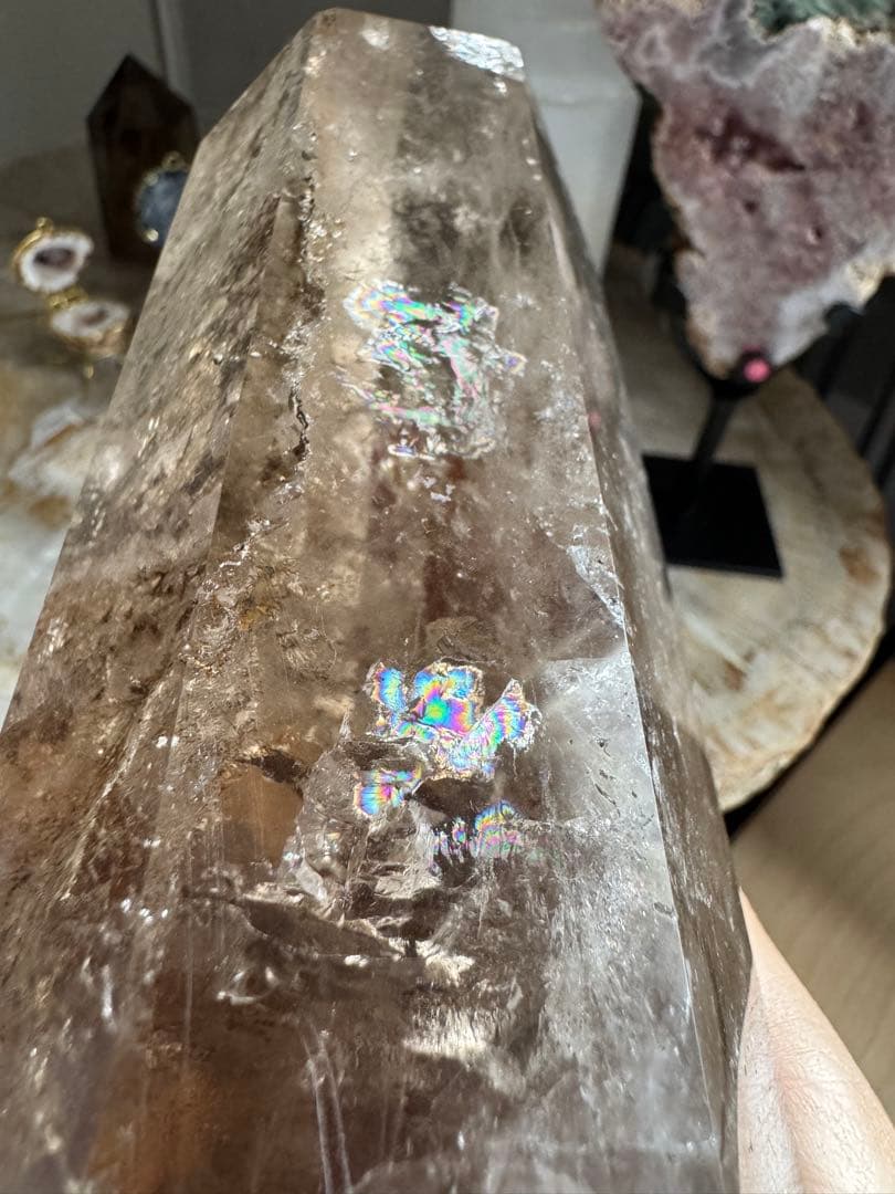 セール最終価格◎スモーキークォーツ タワー型 虹入り 22cm