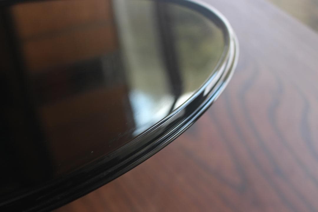 デッドストック！極上黒漆の美しい半月盆（検輪島塗懐石盆お膳お盆茶道具