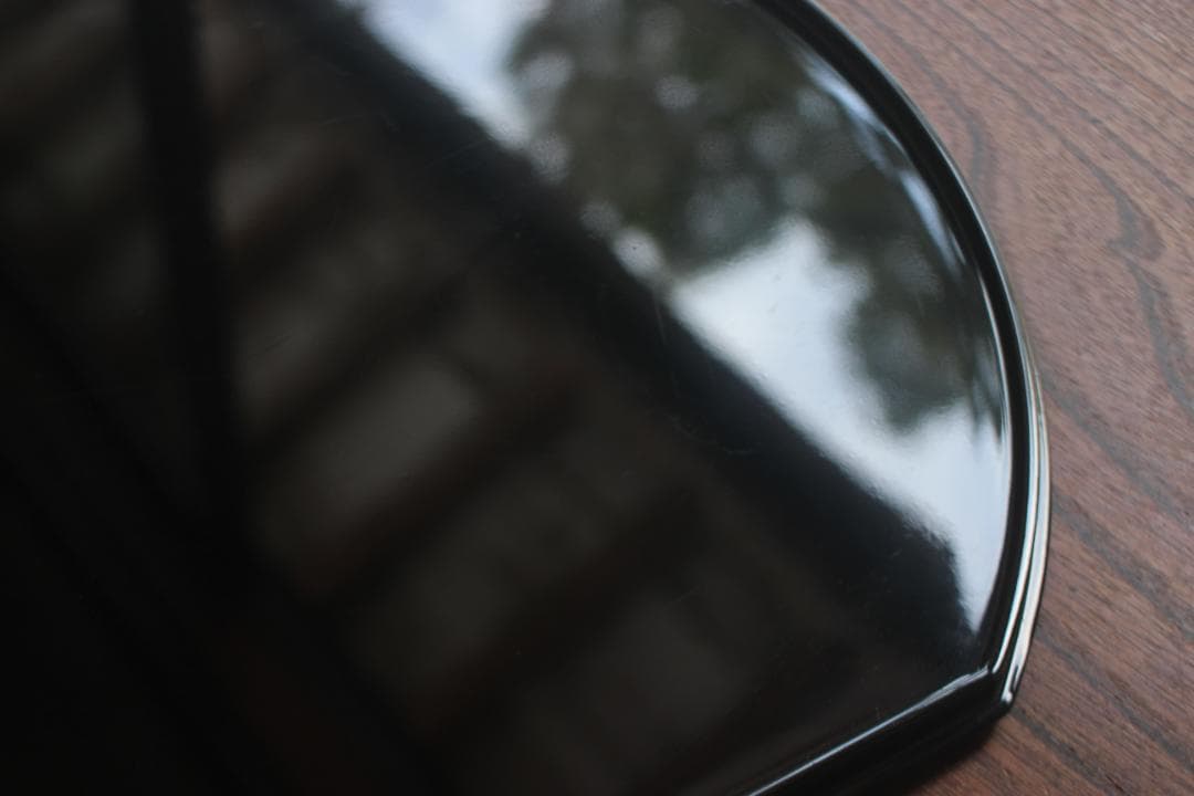 デッドストック！極上黒漆の美しい半月盆（検輪島塗懐石盆お膳お盆茶道具