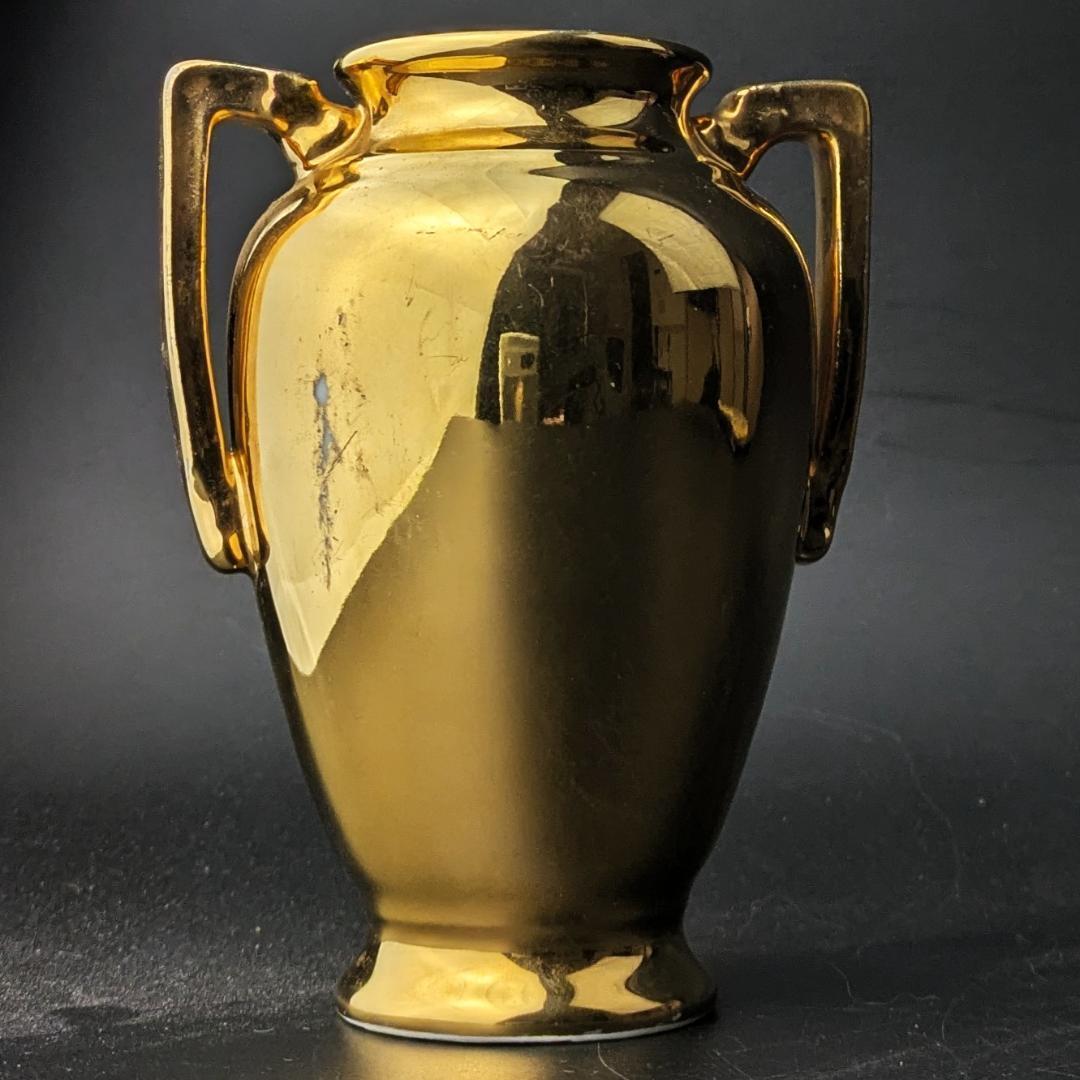 ノリタケ森村組 Mリース 金彩花瓶ミニ 1911-1920年代 双耳 輸出品