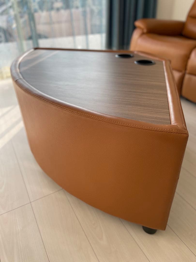 東京インテリア　センターテーブル コーナー型ローテーブル ドリンクホルダー付き