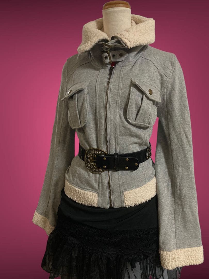 00s当時物ボアy2k平成ギャルフェアリーグランジロックNANAベルトジャケット