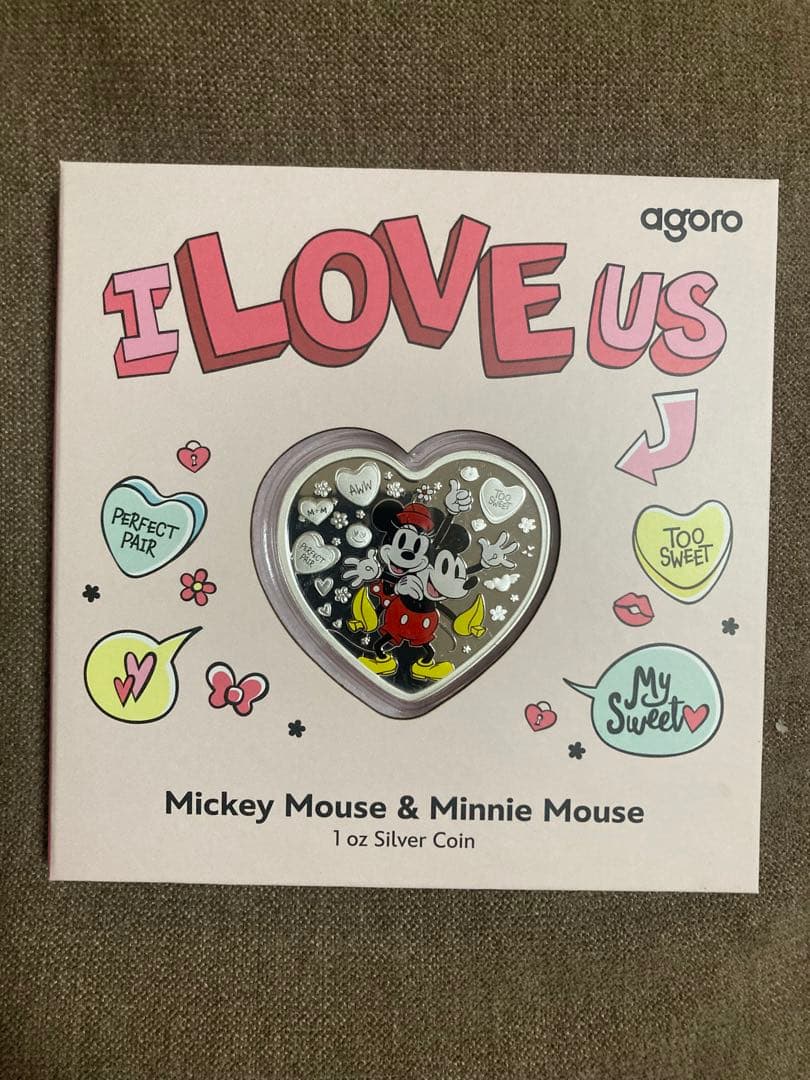 銀貨　ディズニー：ミッキーマウス＆ミニーマウス「I LOVE US」