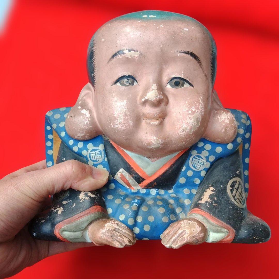 福助　土雛　古置物　商売繁盛　レトロ雑貨