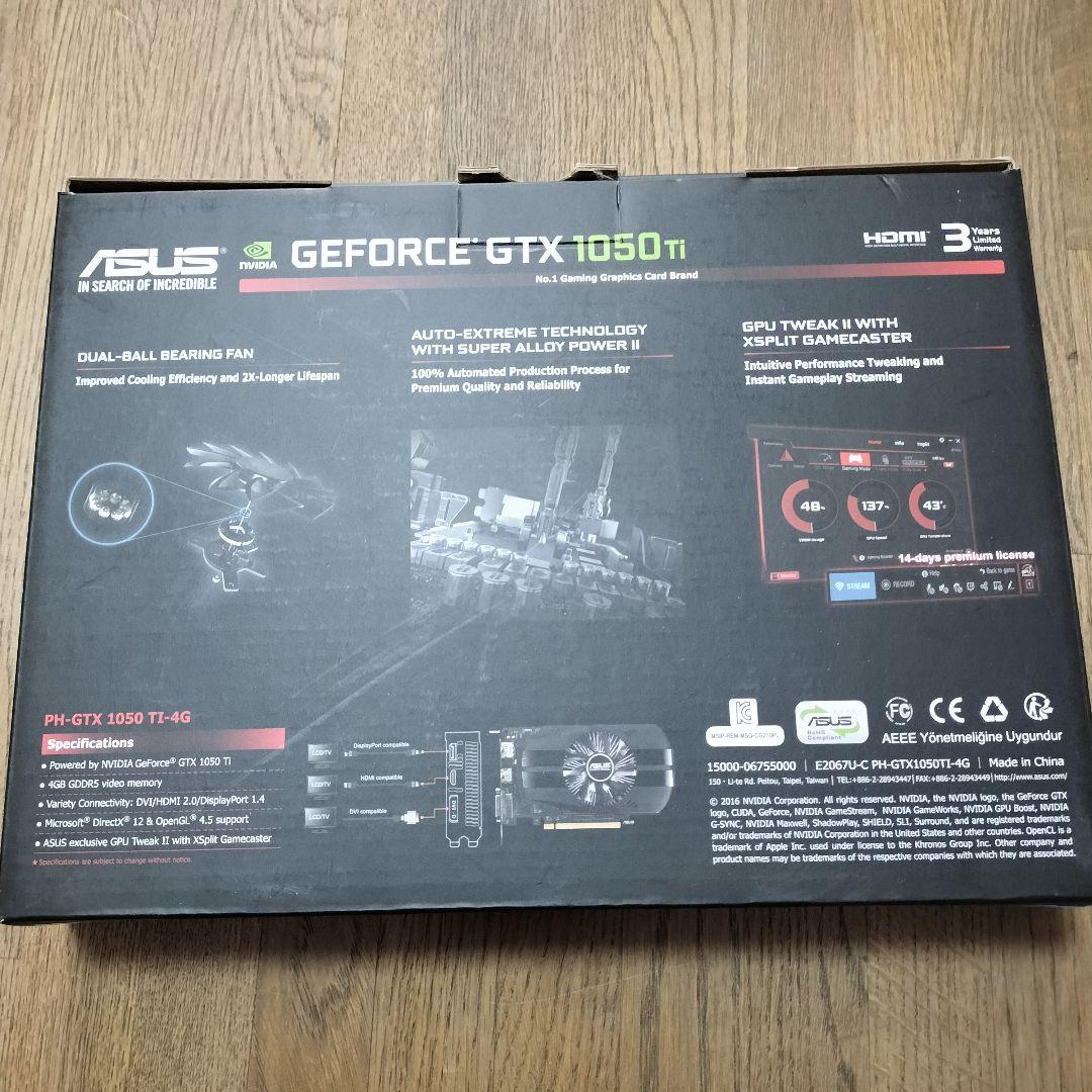 グラフィックボード・グラボ・ビデオカード ASUS GeForce GTX 1050 Ti 4GB