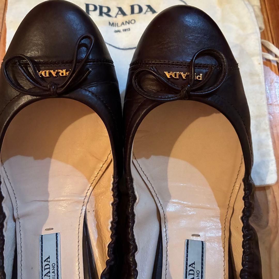 PRADA ブラック フラットシューズ　36 1/2