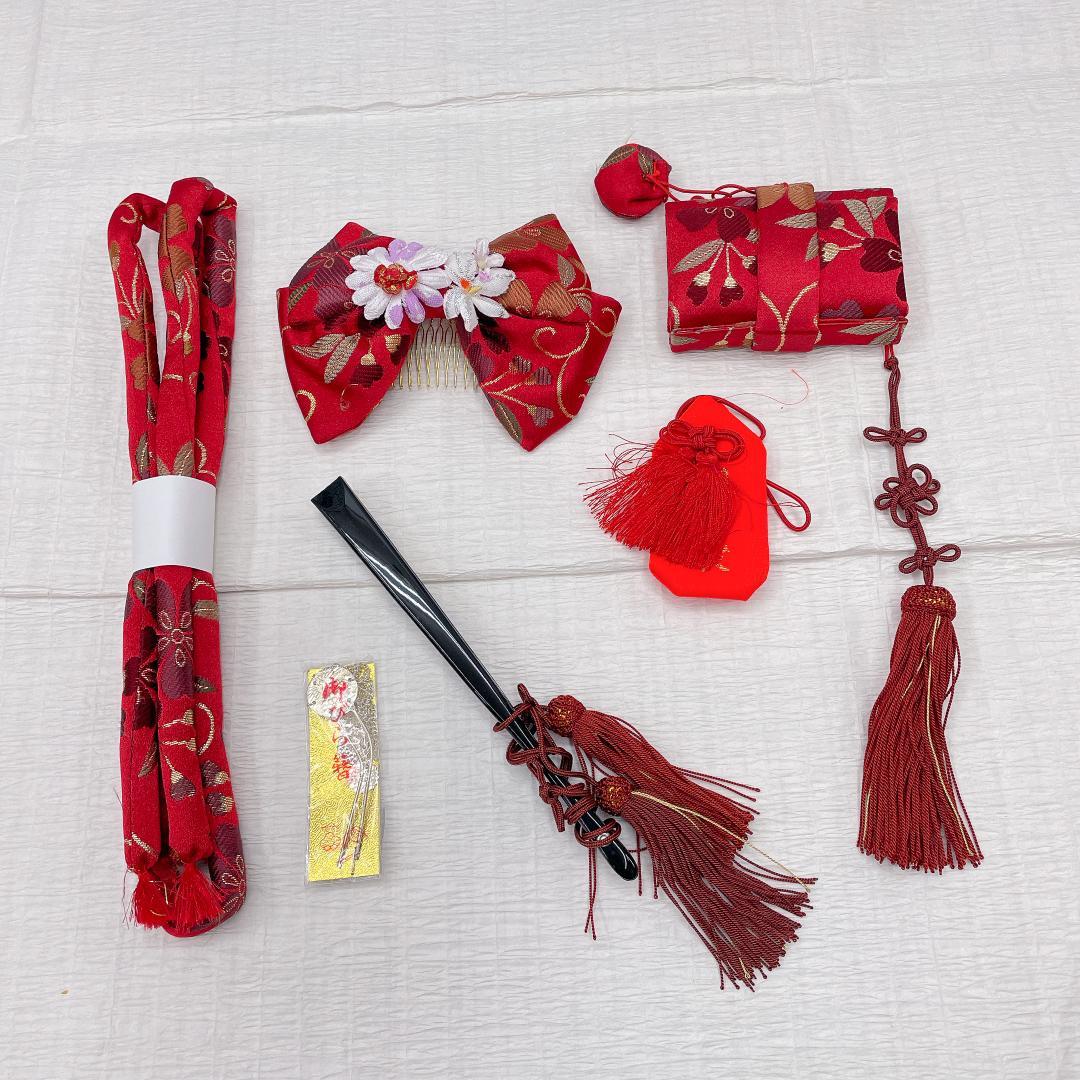 Ｙ★3429★ 女の子 七五三 飾り帯 はこせこセット 女児 帯 巾着袋