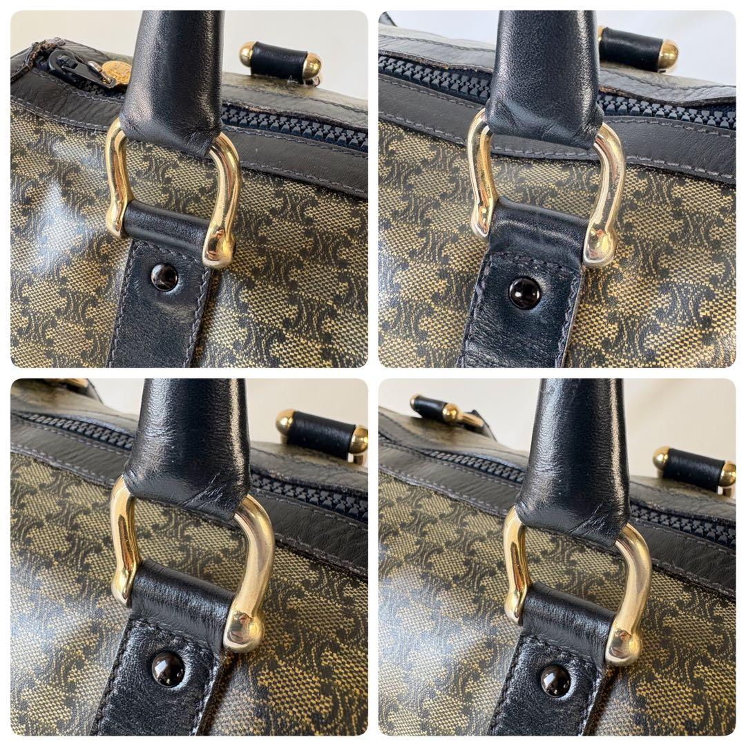 CELINE PVC レザー ボストンバッグ マカダム トリオンフ 黒