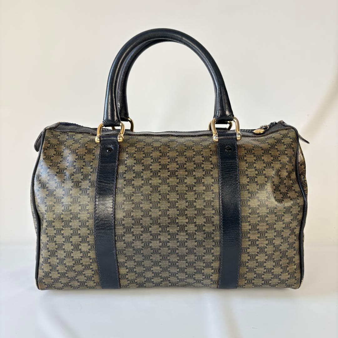 CELINE PVC レザー ボストンバッグ マカダム トリオンフ 黒