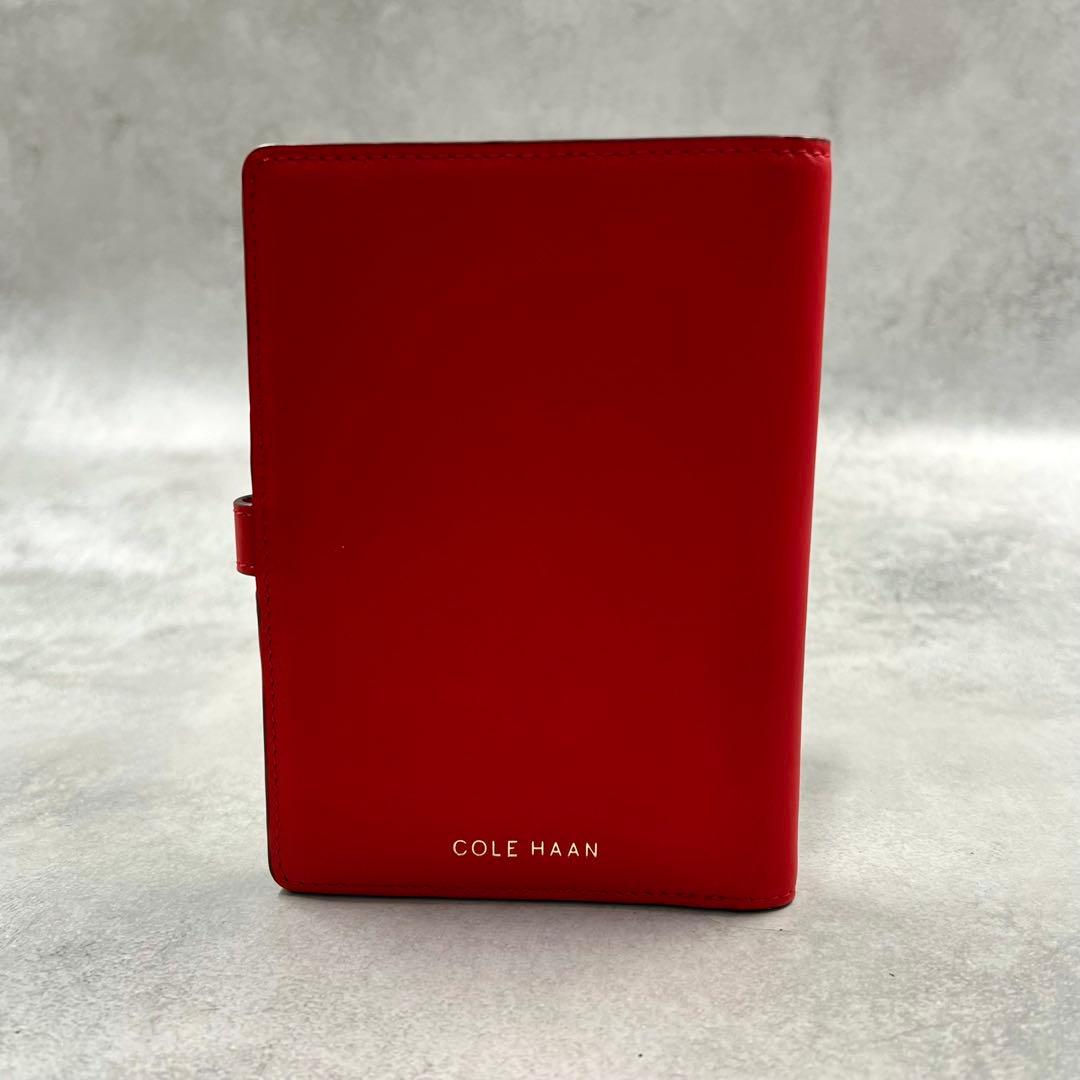 COLE HAAN レッド レザー パスポートウォレット 折り財布 8428