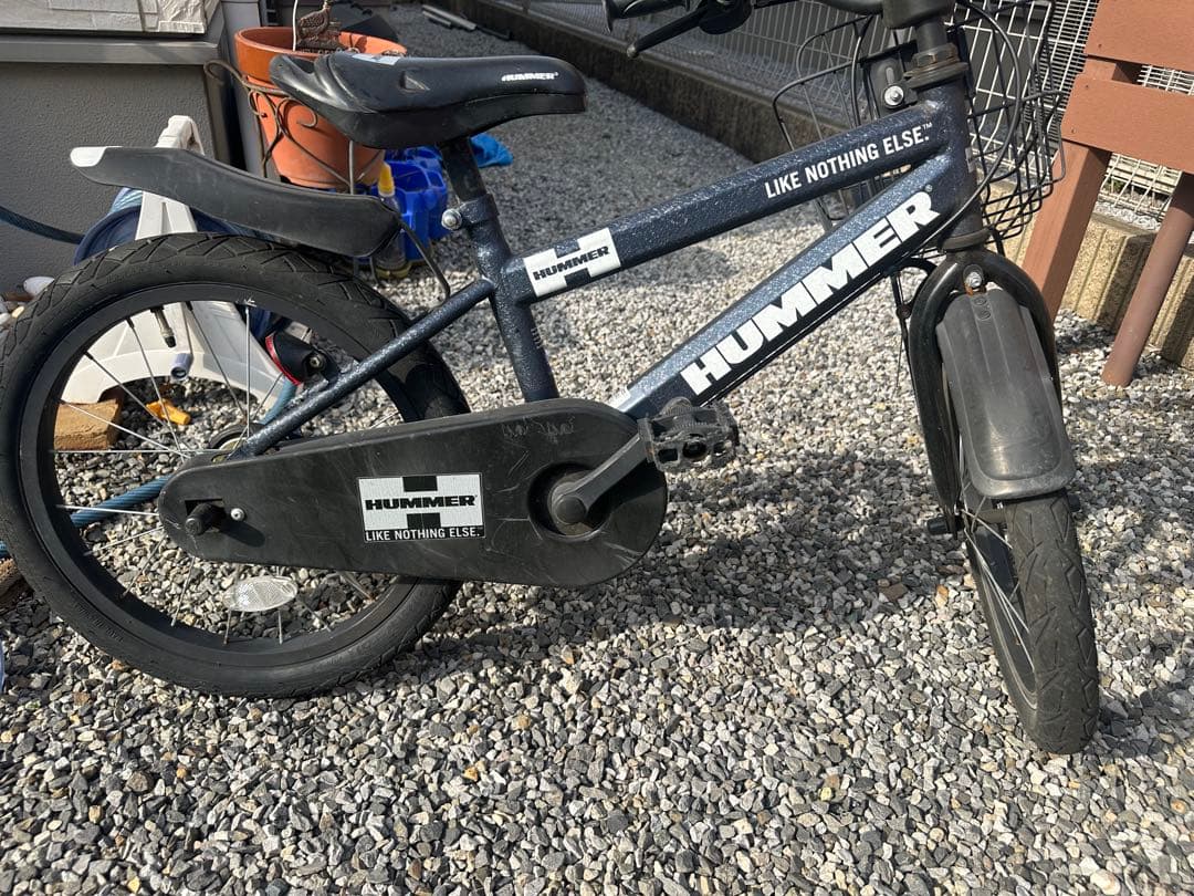 HUMMER キッズ自転車 18インチ 黒 前カゴ付き