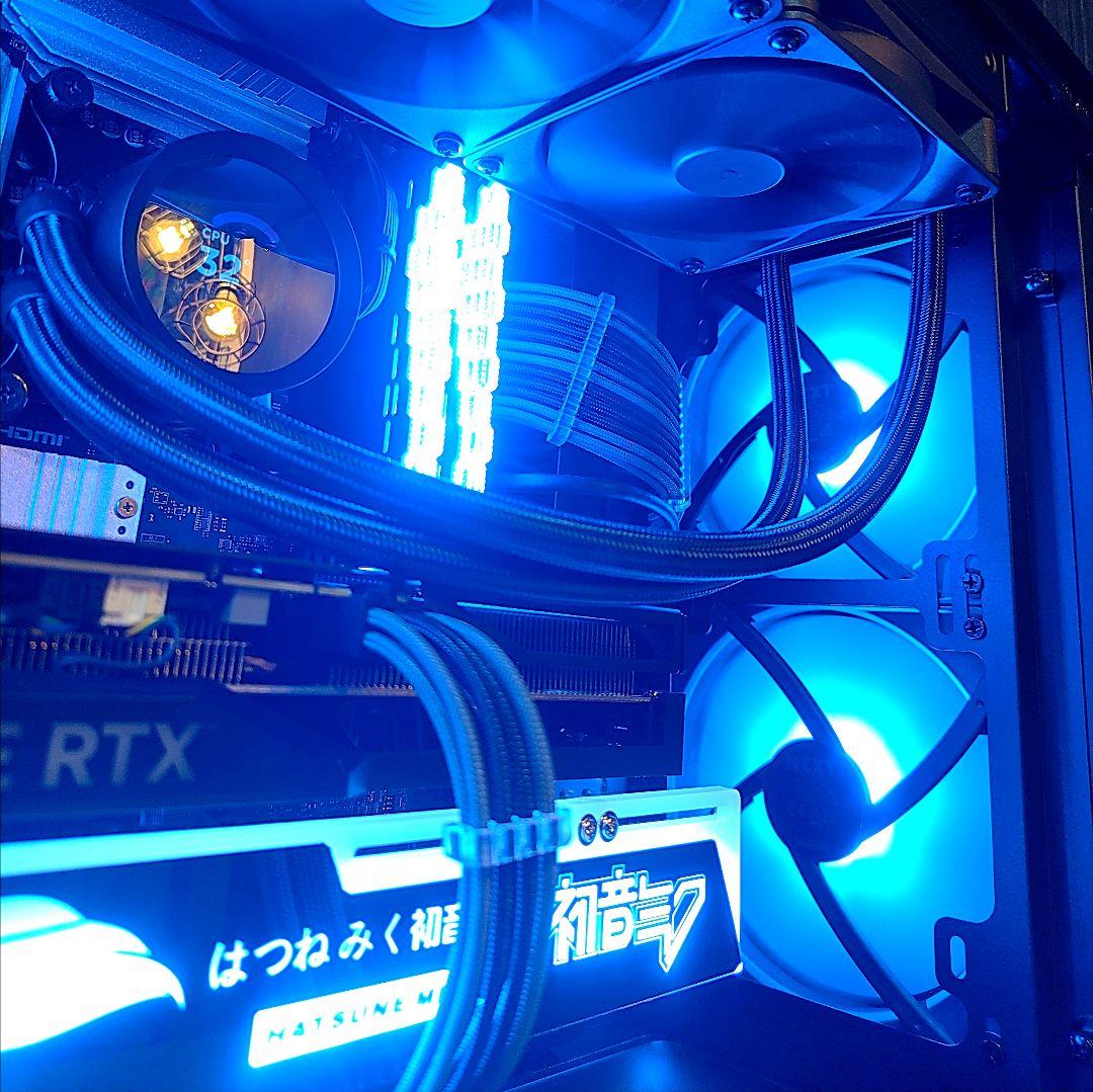 ✨光る ゲーミングPC✨デスクトップ／ブラック 黒／Windows11／水冷