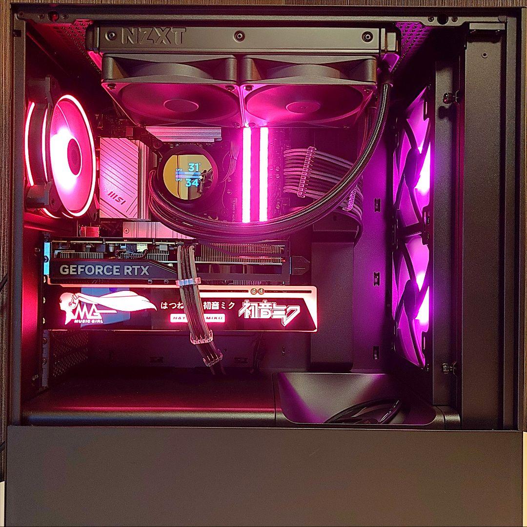 ✨光る ゲーミングPC✨デスクトップ／ブラック 黒／Windows11／水冷