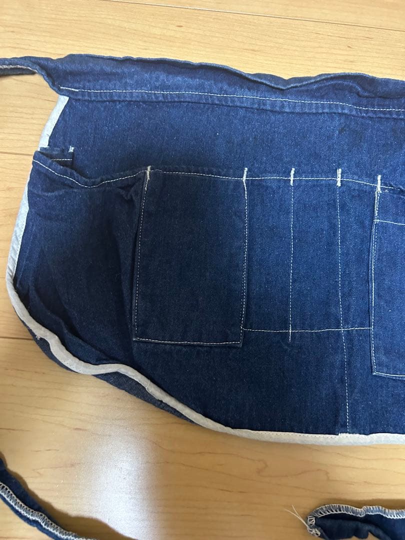 ビンテージ デニムエプロン 濃紺 DIY 料理 ギャルソン 5ポケット