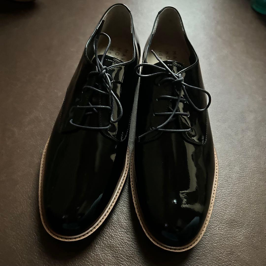 【新品】マーガレットハウエルレースアップシューズ 25.5cm黒　卒業式入学式