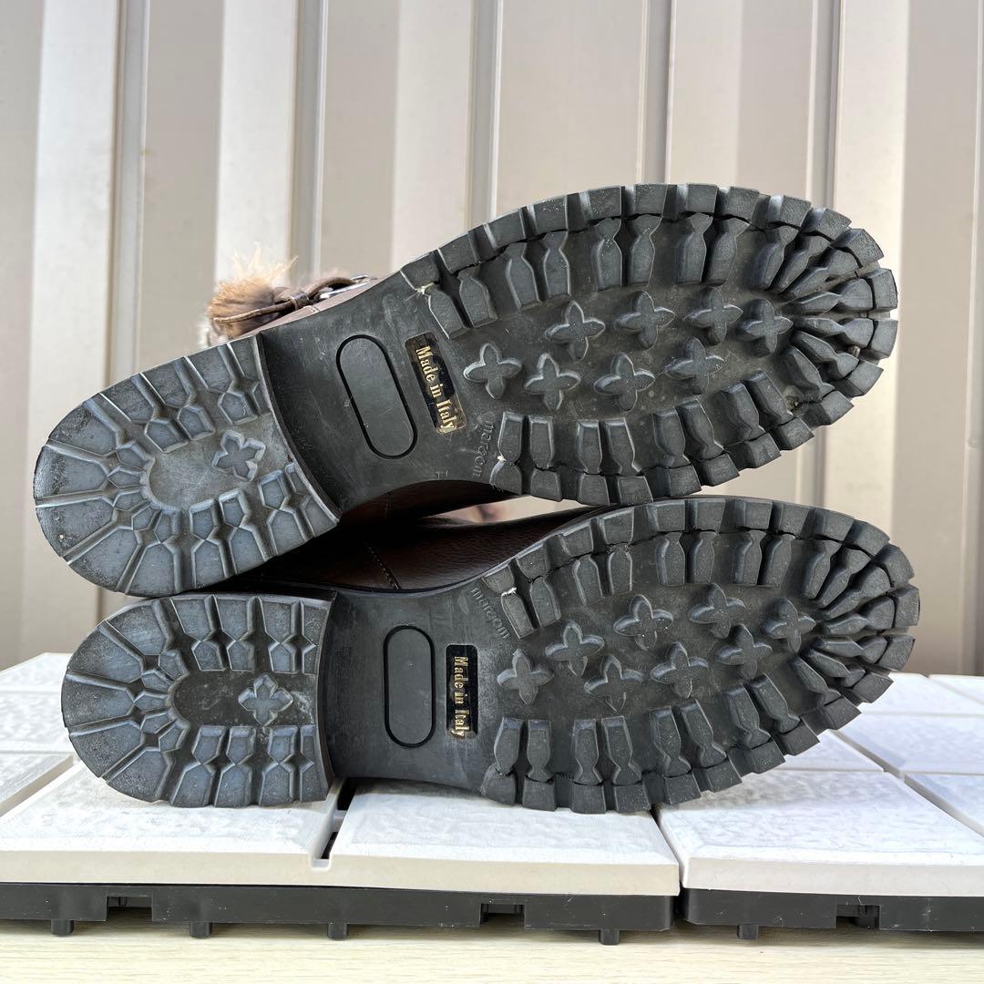 37 SARTORE エンジニア ブーツ ブラウン ファー　ボア　24