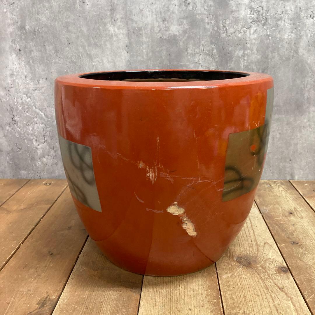 D-5 アンティーク 朱塗り 火鉢 手あぶり 鉢カバー 昭和レトロ 骨董 和モダ