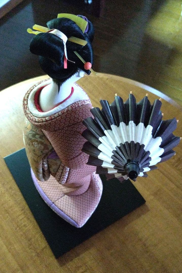 傘付き木目込人形 伝統的和服 約35cm