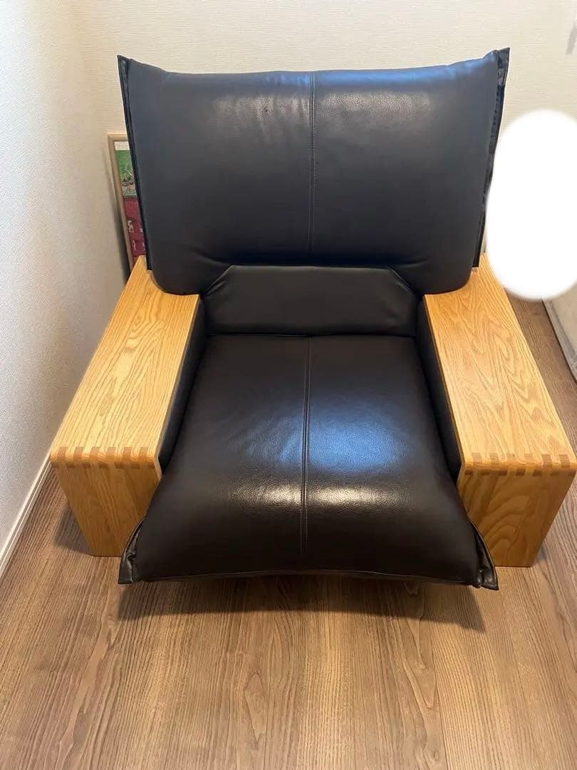 値下げ！！！直接引取可能！本革ウッドレストソファ