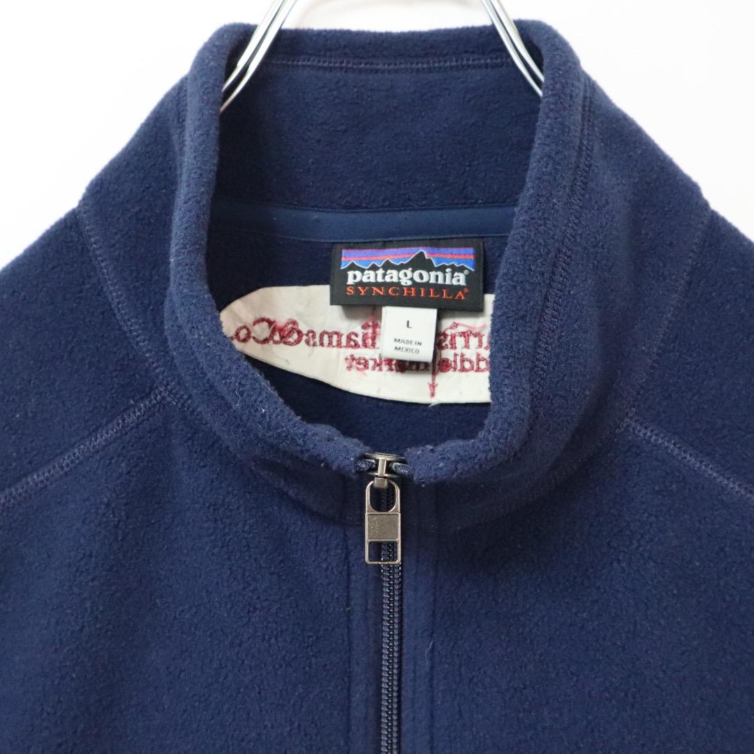 【企業ロゴ】パタゴニア シンチラフリースベスト 刺繍ロゴ 会社ロゴ ネイビー L