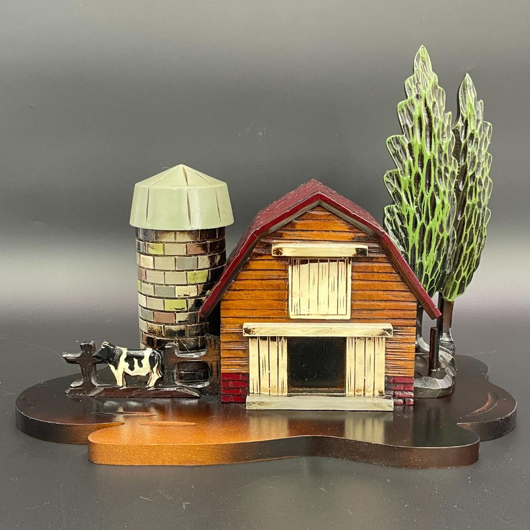 動作品 知床旅情 オルゴール付き牧場模型 鉄道弘済会製 ペン立て R8SB34