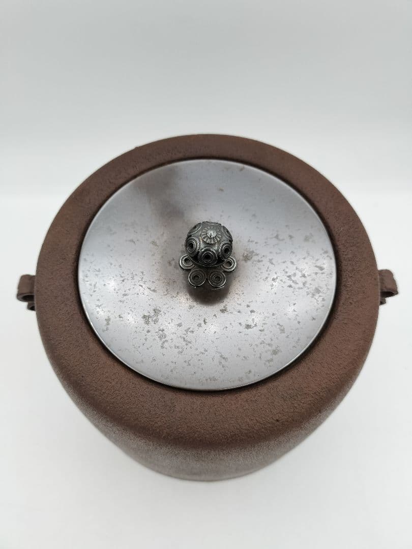 b577 風炉釜 姥口　筒　山水紋 横倉嘉山 木箱 茶道具 古物