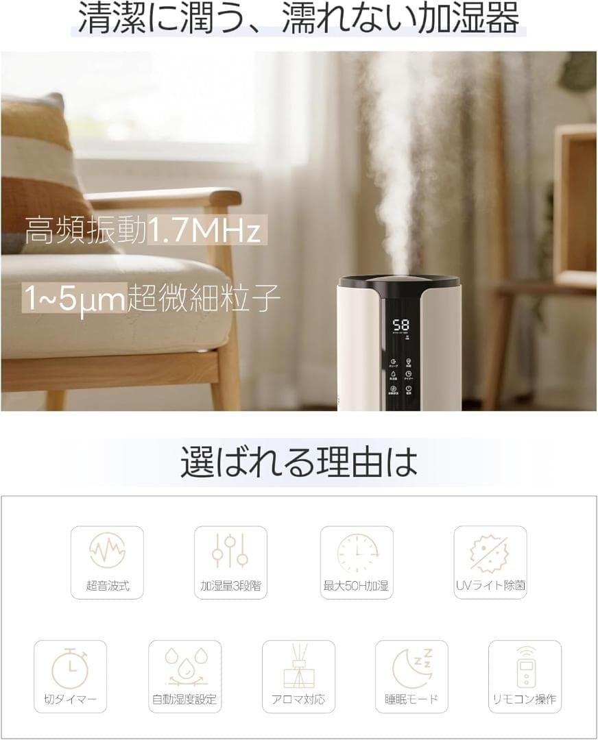 【M3170-101-70】加湿器 大容量 空気清浄機能 10L