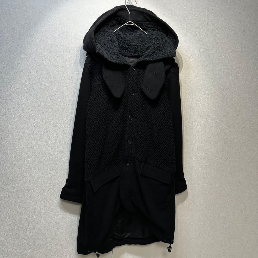 希少 gomme 上質 ウール 変形 ドッキング ボア デザイン コート M