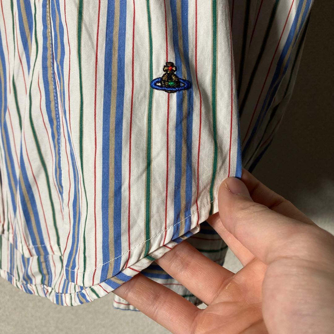 ヴィンテージ ヴィヴィアンウエストウッド ボリューム袖シャツ ストライプ オーブ