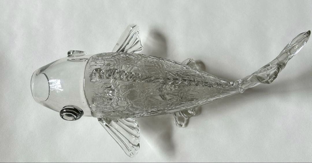 【ともたん⭐️大正ガラス・和ガラス】美品✴︎鯉の掛け花瓶　ウランガラス