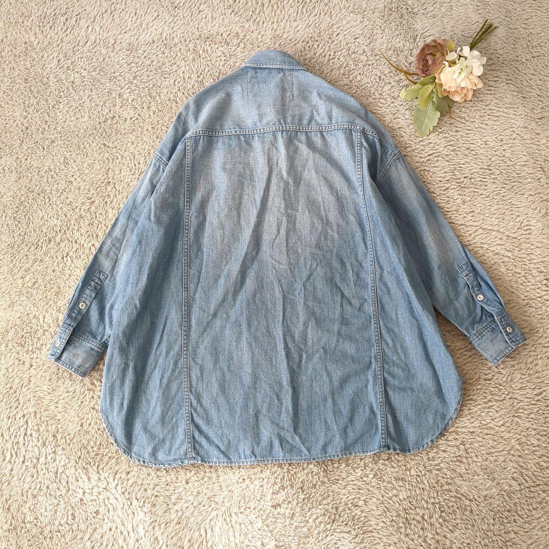 ヘルシーデニム Breezy Almond デニムシャツ ゆったり ライトブルー