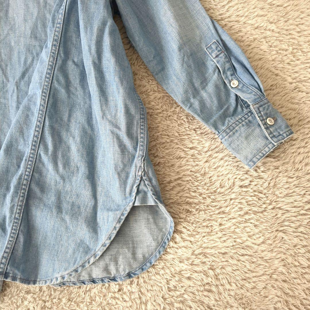 ヘルシーデニム Breezy Almond デニムシャツ ゆったり ライトブルー
